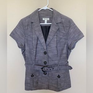 Ladies Dress Barn Gray Tailored Blazer Top Size L